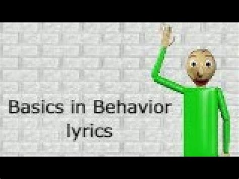 baldi's basics song lyrics|baldi's basics in behavior lyrics.